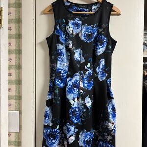 Apt. 9 Black and Blue Floral Mini Dress